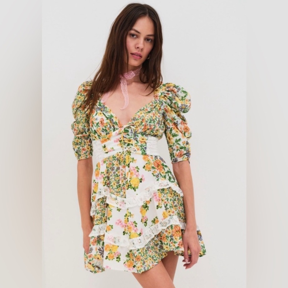 For Love & Lemons Rosalyn Mini Floral Dress